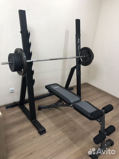 Стойка для штанги,штанга 88 кг, скамья для жима