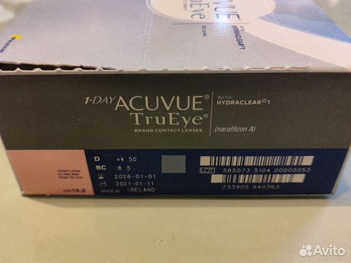 Линзы acuvue trueye 1 day +4.5