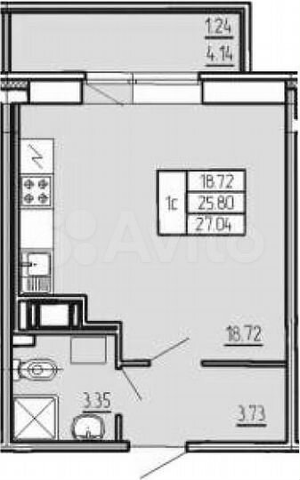 Квартира-студия, 27 м², 19/20 эт.