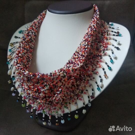 Колье косынка на шею из бисера