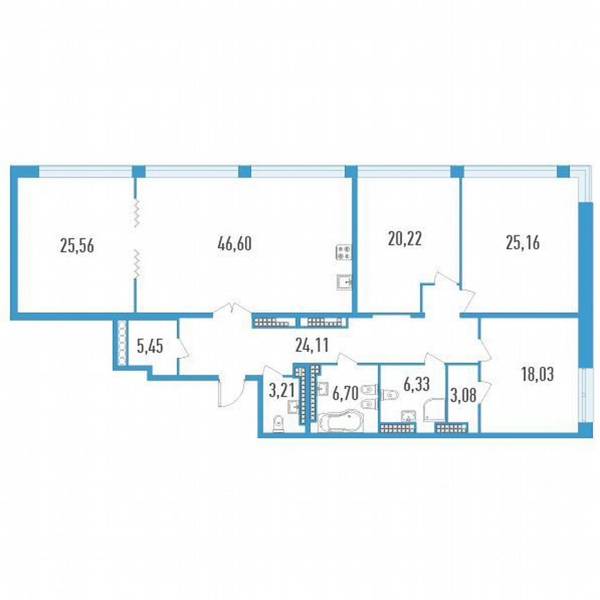 4-к. квартира, 183 м², 18/23 эт.