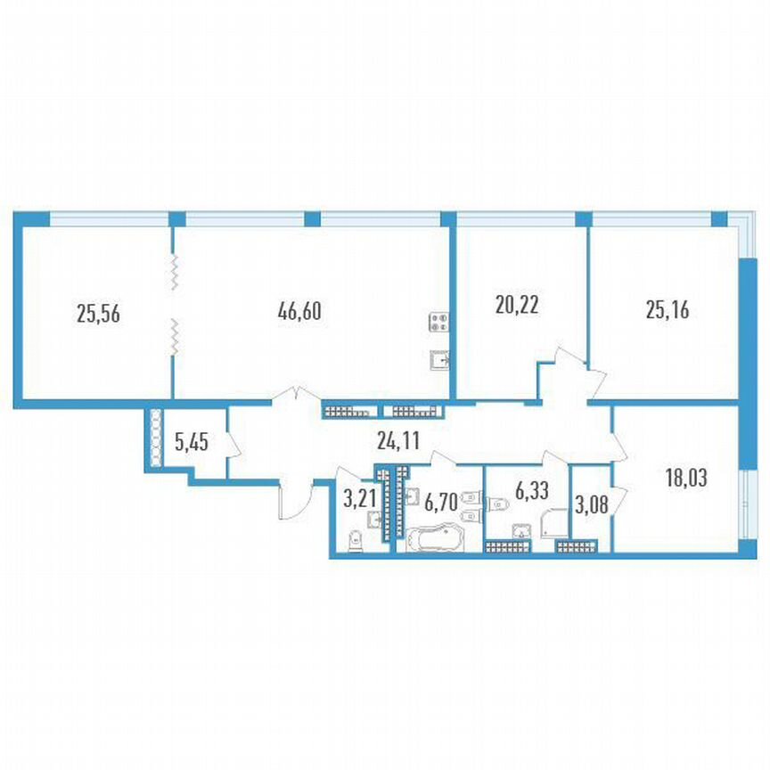 4-к. квартира, 181 м², 18/23 эт.