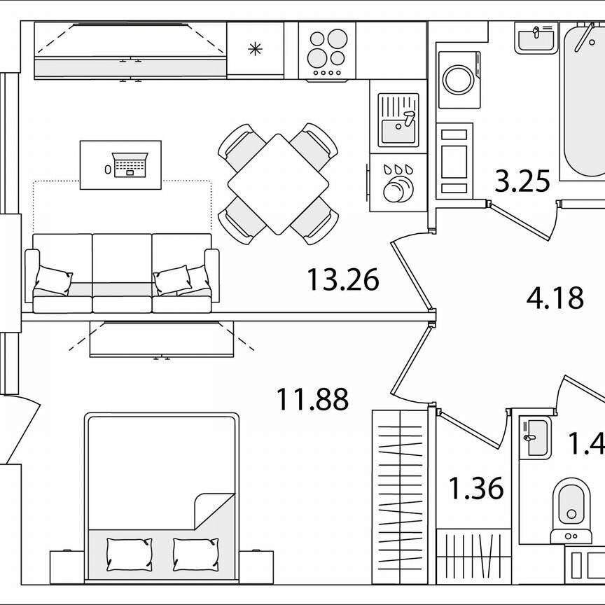 1-к. квартира, 36,8 м², 4/9 эт.