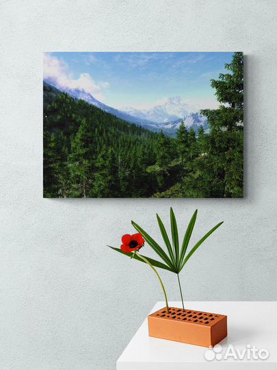 Картина зеленый лес в арт стиле 70 на 50 холст