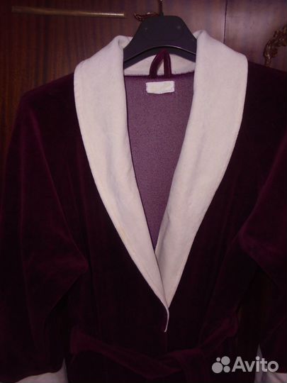 Халат х/б велюр Claudia collection длин запах пояс