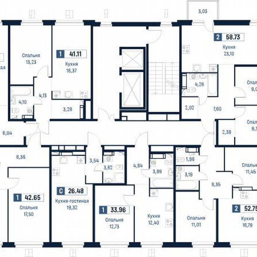 2-к. квартира, 57,8 м², 7/18 эт.