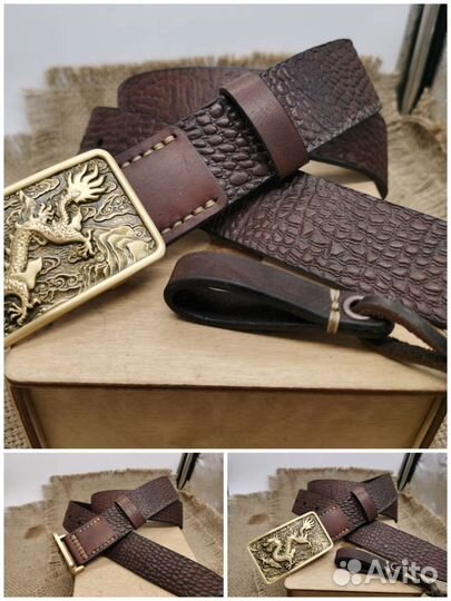 Мужской кожаный Ремень ручной работы