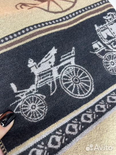 Двусторонний шарф Hermes коричневый