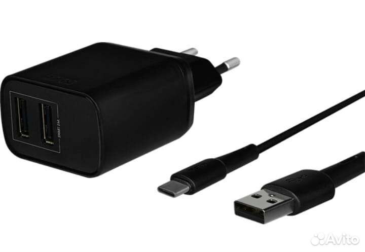 Зарядное устройство на 2Usb + кабель type-C
