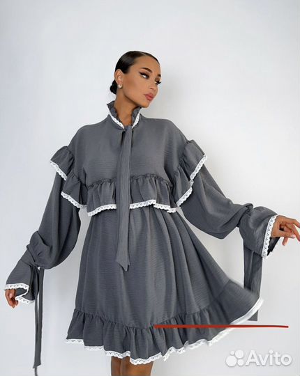 Платье серое