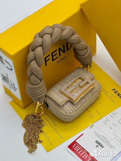Новая женская соломенная сумка Fendi Baguette