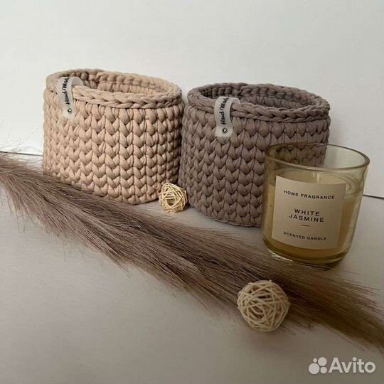 Вязанные корзинки и аксессуары для кухни