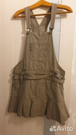 Классный джинсовый сарафан хаки