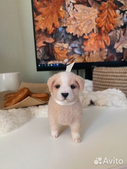 Игрушка щенок ручной работы, щенок валяние