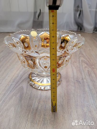 Фруктовница на ножке Хрустальная Багема