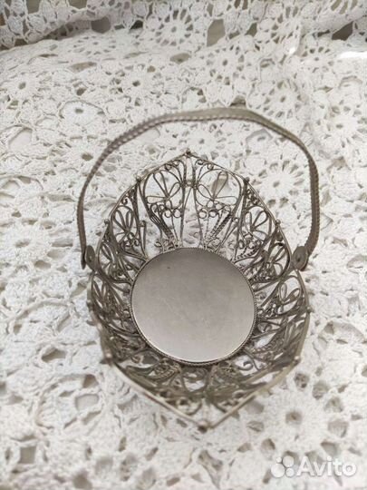 Ваза конфетница скань, мельхиор СССР