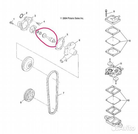 Ремкомплект помпы Polaris Widetrak LX500
