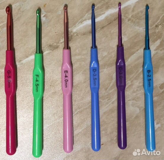 Крючки для вязания с пластиковой эргоручкой,6шт