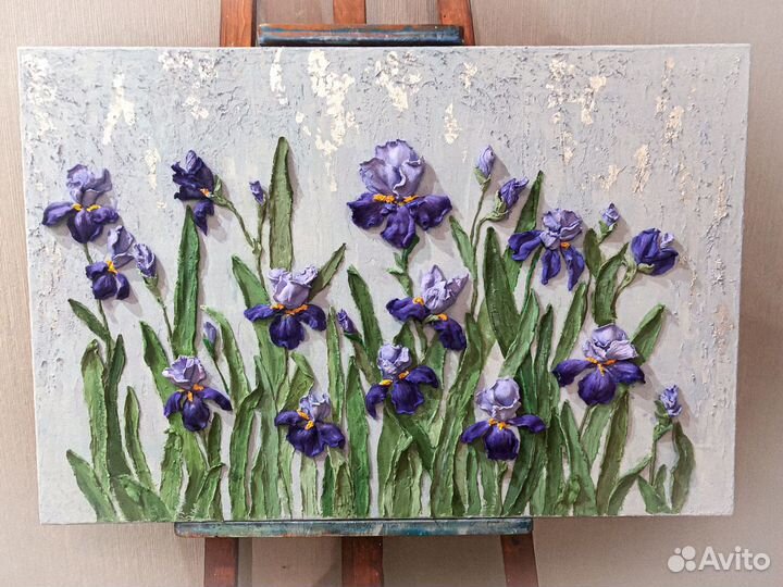 Картина «ирисы» скульптурная
