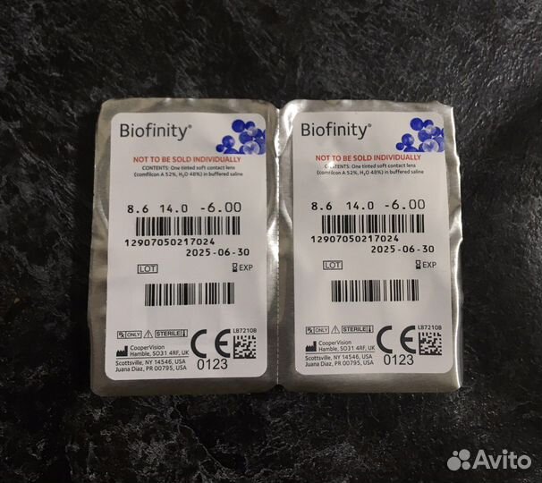 Линзы контактные CooperVision Biofinity D -6