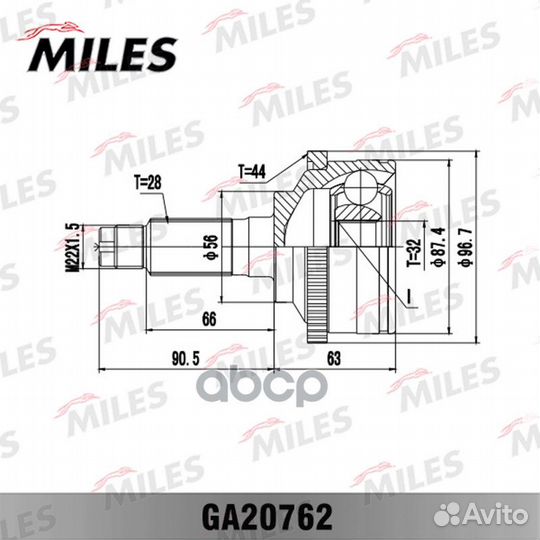 Шрус Mazda 626 1.8 2.0 92-97 нар. ABS ga20762 M