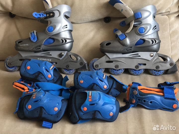 Раздвижные ролики 35 38 с защитной экипировкой