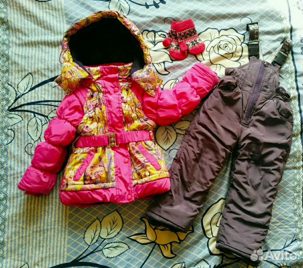 Комплект зимний р. 86-92 + шапка и варежки