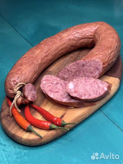 Домашняя колбаса горячего копченая