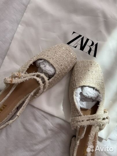 Твидовые туфли балетки Zara 35-42