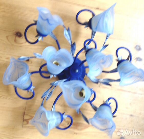 Люстра синяя 9-ти рожковая