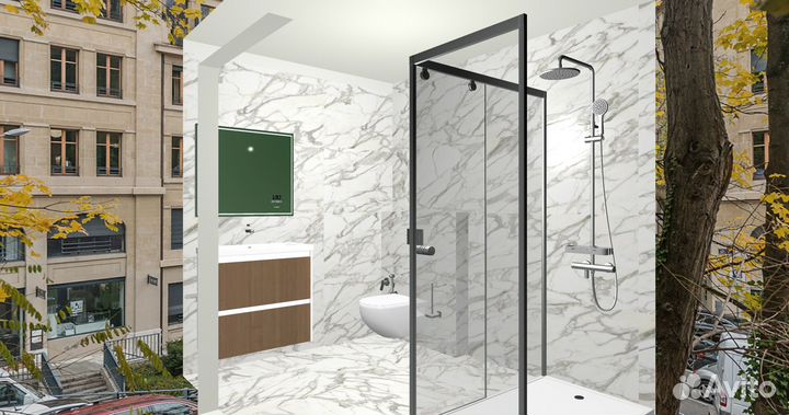 Растановка мебели И сантехники 3D В ванной комнате