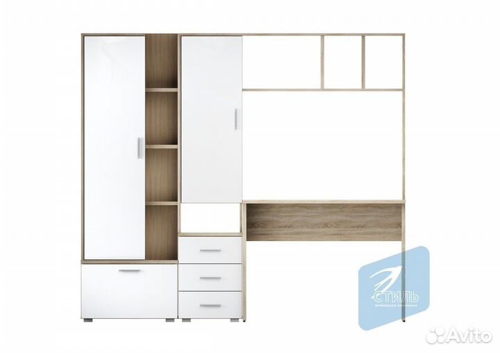 Паскаль-5 Угол школьника Дуб Сонома светлый Белый