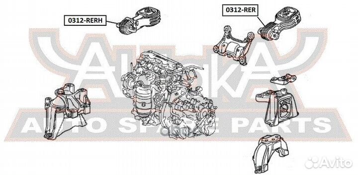 Подушка двигателя задняя 0312RER asva