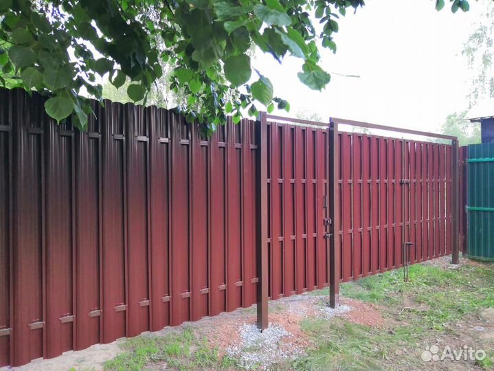Забор 20 м с воротами из профнастила - под ключ