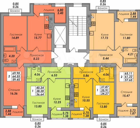 2-к. квартира, 65,1 м², 8/8 эт.