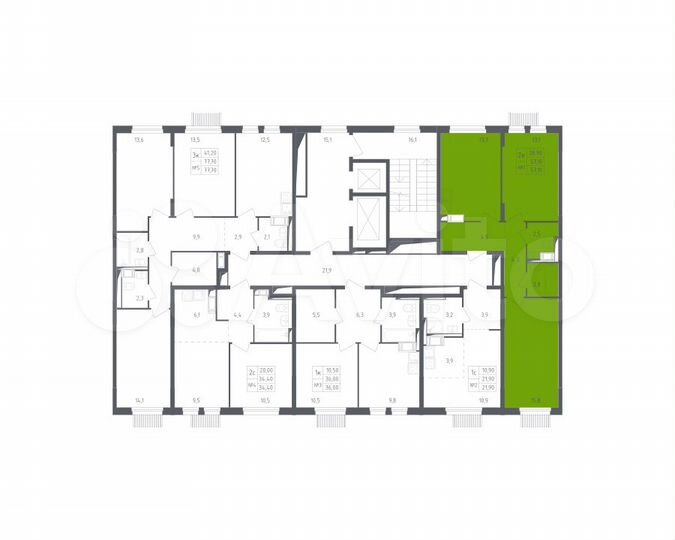 2-к. квартира, 57,1 м², 2/10 эт.