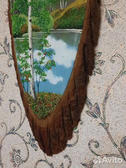 Картины из каменной крошки на спиле дерева