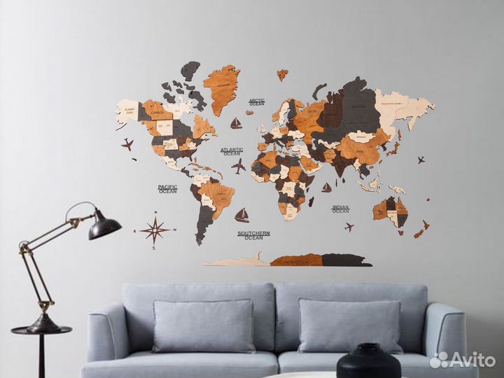 Деревянная карта мира