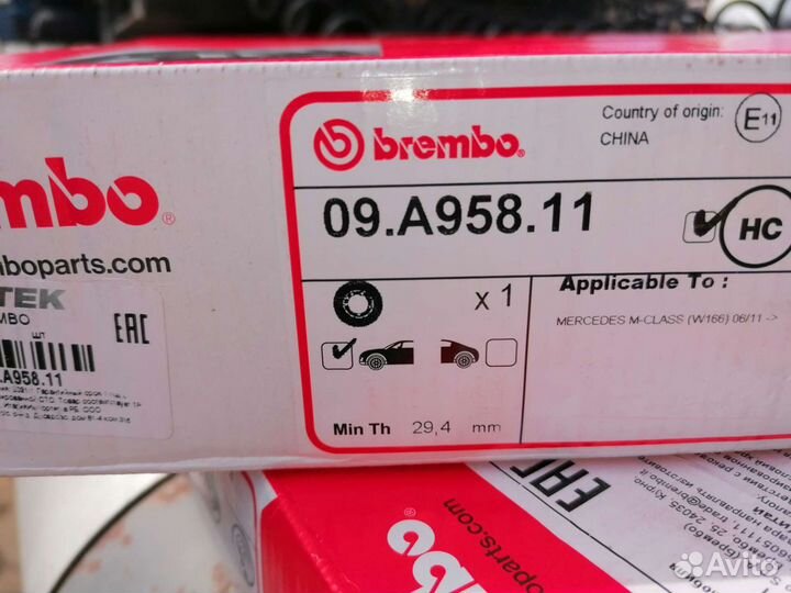 Brembo диск тормозной передний mercedes ML GL