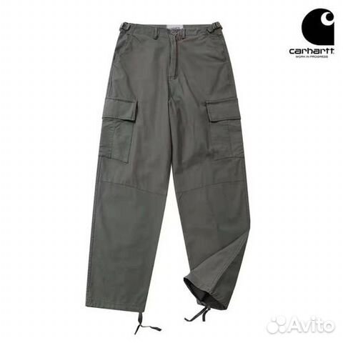 Штаны Carhartt Wip Карго (болотные, серо-зеленые) купить в Москве ...