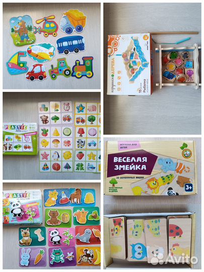 Развивающие игры (пазлы,половинки,липучки,рыбалка)