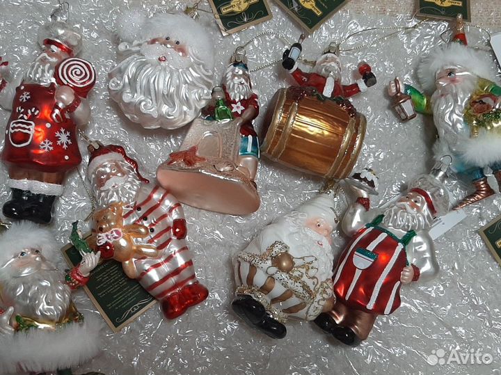 Дед морозы ёлочная игрушка стекло новая
