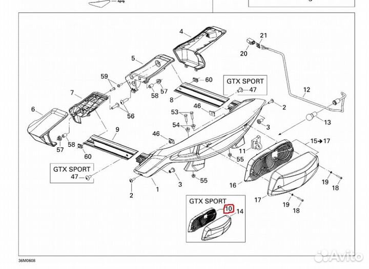 Рефлектор заднего фонаря Ski-Doo Lynx 510004442