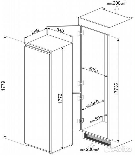 Встраиваемый холодильник Smeg S8L1721F