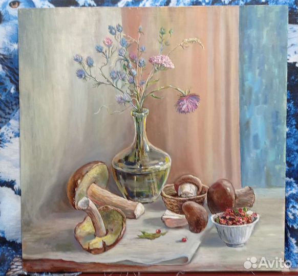 Картина маслом на оргалите. Натюрморт 