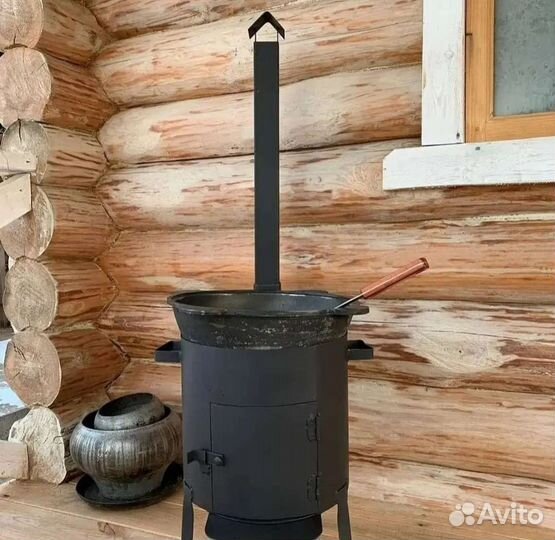 Казан чугунный 10л + Печь с трубой