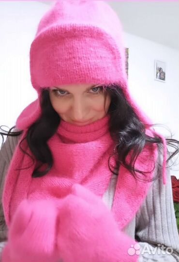 Шапка ушанка, бактус и варежки