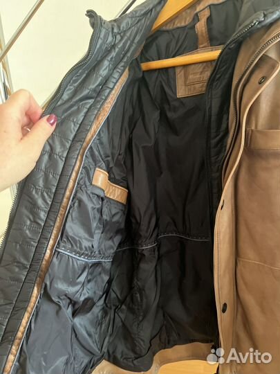 Кожаная куртка мужская massimo dutti размер М