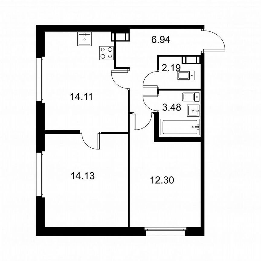2-к. квартира, 53,2 м², 9/9 эт.