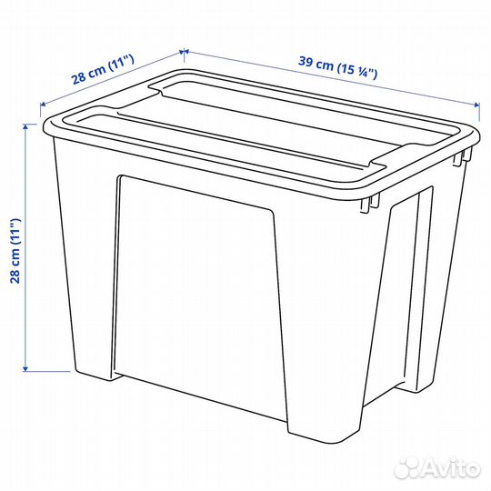 Samla IKEA 694.408.22 Контейнер с крышкой 39x28x28 см/22 л прозрачный